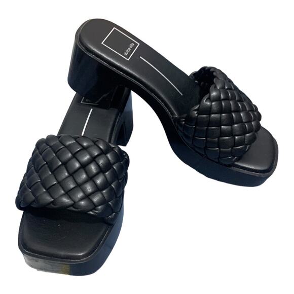 Dolce Vita Stella Square Toe Sandals Slides Heels Black 7.5 Excellent condition - Picture 1 of 7